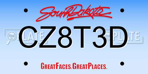 CZ8T3D South Dakota License Plate