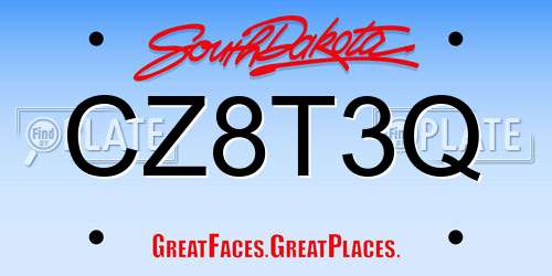 CZ8T3Q South Dakota License Plate