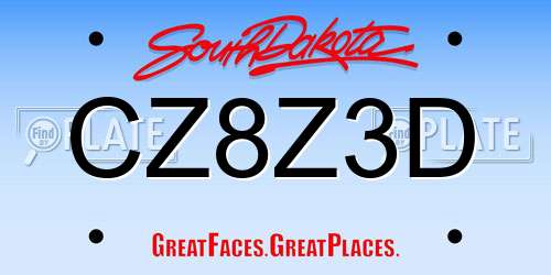 CZ8Z3D South Dakota License Plate