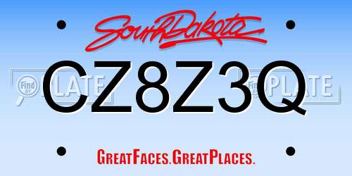 CZ8Z3Q South Dakota License Plate