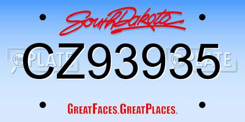 CZ93935 South Dakota License Plate