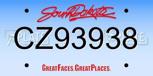 CZ93938 South Dakota License Plate