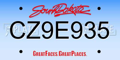 CZ9E935 South Dakota License Plate
