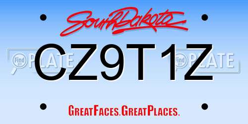 CZ9T1Z South Dakota License Plate