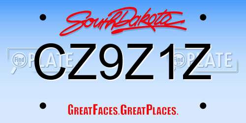 CZ9Z1Z South Dakota License Plate