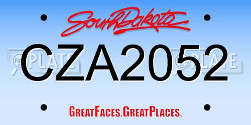CZA2052 South Dakota License Plate