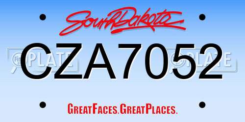 CZA7052 South Dakota License Plate