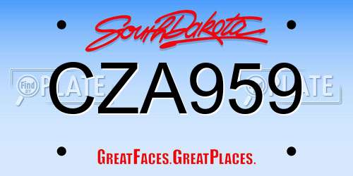 CZA959 South Dakota License Plate