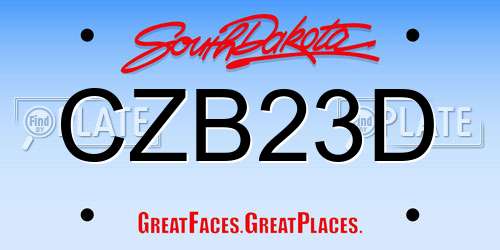 CZB23D South Dakota License Plate