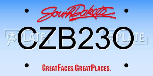 CZB23O South Dakota License Plate