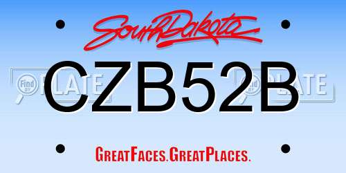 CZB52B South Dakota License Plate