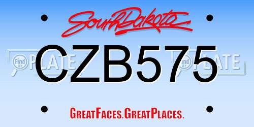 CZB575 South Dakota License Plate