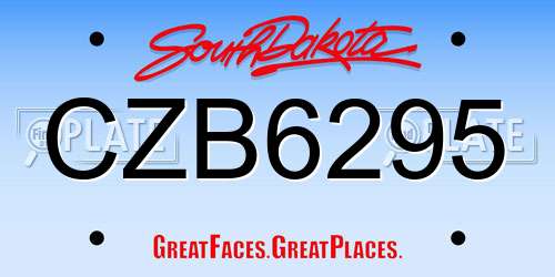 CZB6295 South Dakota License Plate