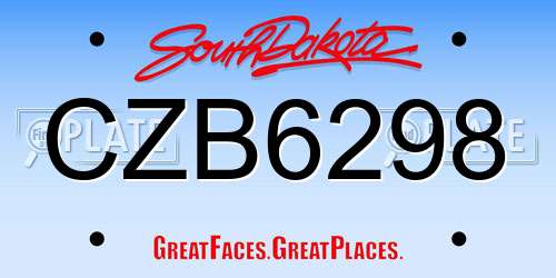CZB6298 South Dakota License Plate