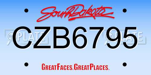 CZB6795 South Dakota License Plate