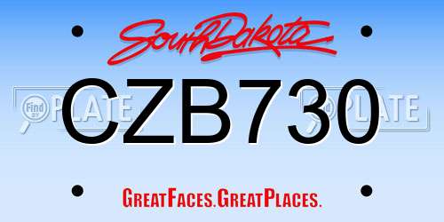 CZB730 South Dakota License Plate