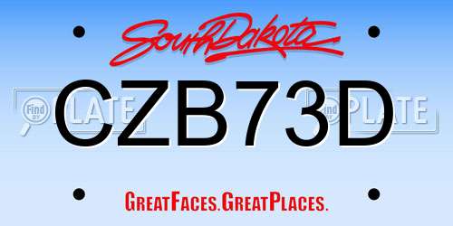 CZB73D South Dakota License Plate