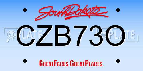 CZB73O South Dakota License Plate