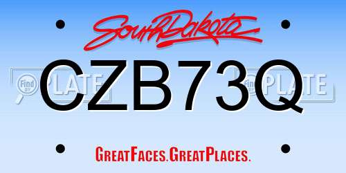 CZB73Q South Dakota License Plate
