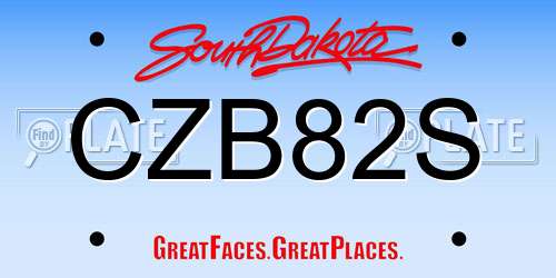 CZB82S South Dakota License Plate