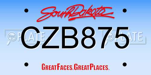 CZB875 South Dakota License Plate