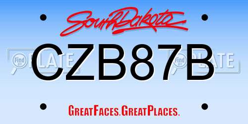 CZB87B South Dakota License Plate