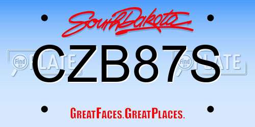 CZB87S South Dakota License Plate