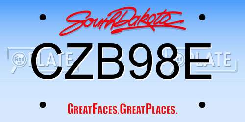 CZB98E South Dakota License Plate