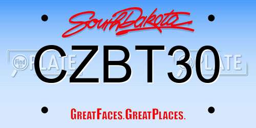 CZBT30 South Dakota License Plate