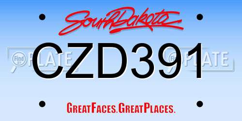 CZD391 South Dakota License Plate