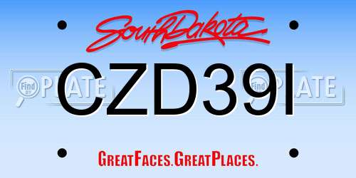CZD39I South Dakota License Plate