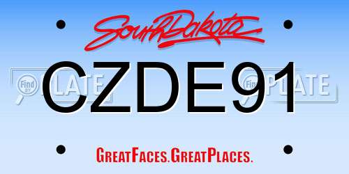 CZDE91 South Dakota License Plate