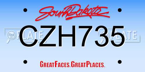 CZH735 South Dakota License Plate
