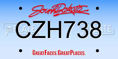 CZH738 South Dakota License Plate