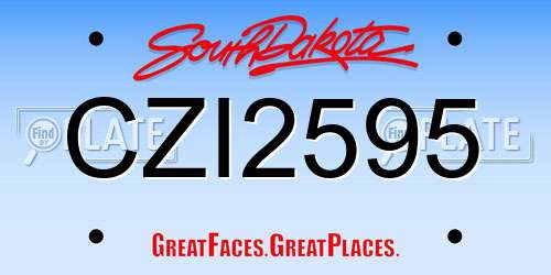CZI2595 South Dakota License Plate