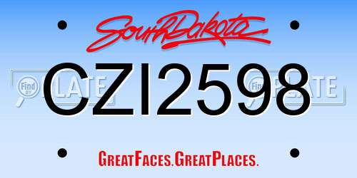 CZI2598 South Dakota License Plate