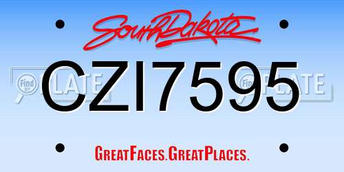 CZI7595 South Dakota License Plate