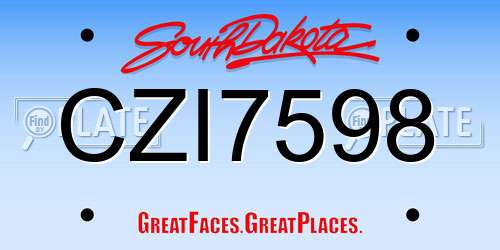 CZI7598 South Dakota License Plate