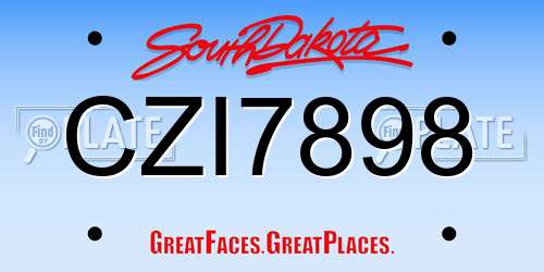 CZI7898 South Dakota License Plate