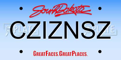 CZIZNSZ South Dakota License Plate