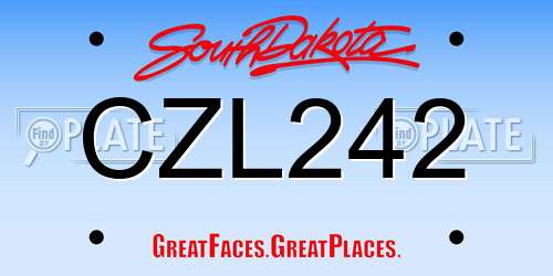 CZL242 South Dakota License Plate