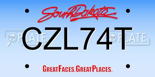 CZL74T South Dakota License Plate