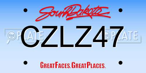 CZLZ47 South Dakota License Plate