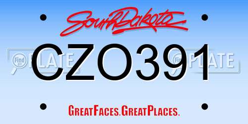 CZO391 South Dakota License Plate