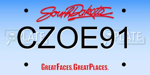 CZOE91 South Dakota License Plate
