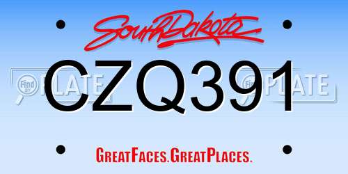 CZQ391 South Dakota License Plate