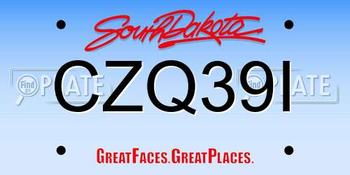 CZQ39I South Dakota License Plate