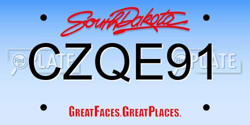 CZQE91 South Dakota License Plate