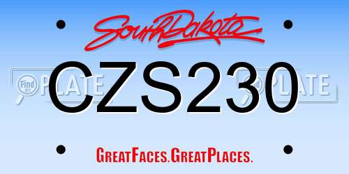 CZS230 South Dakota License Plate