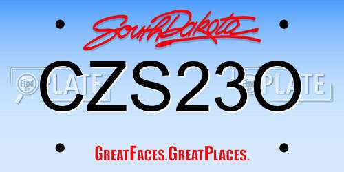 CZS23O South Dakota License Plate